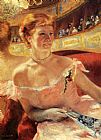Woman With A Pearl Necklace In A Loge by Mary Cassatt